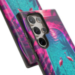 Neon Flamingo Pool Vaporwave Art Tough Phone Case