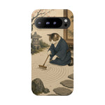 Zen Garden Cat Phone Case, Sand Spiral Japanese Art Cover