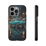 Vintage Teal 1957 Bel Air Classic Car Tough Case | Retro Rainy City Phone Cover