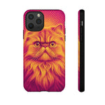Persian Cat Halftone Dot Portrait Tough Phone Case - Magenta Gold