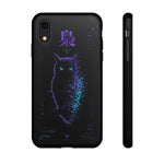 Glitch Owl Silhouette Art Tough Phone Case - Violet Teal