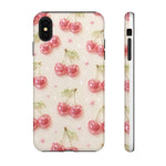 Pink Cherry Pattern Phone Case | Cute Retro Fruit Design