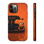 Orange Mustang Art Phone Case, GT500 American Muscle Car Tough Cover for Male
