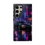 Neon City Night Prelude JDM Car phone case | Vaporwave rainy street