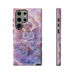 Cherub Cloud Throne Phone Case, Pastel Marble 3D Render Cover