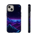 Retro Neon Mountains Phone Case | Vaporwave Galaxy Landscape