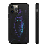 Glitch Owl Silhouette Art Tough Phone Case - Violet Teal