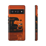 Orange Mustang Art Phone Case, GT500 American Muscle Car Tough Cover for Male