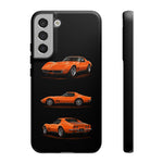 C3 Corvette Art Phone Case Orange, Three-View Vector Cover, Gift