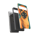 Siamese Cat Retro Halftone Portrait Case - Orange Teal Print