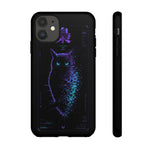 Glitch Owl Silhouette Art Tough Phone Case - Violet Teal