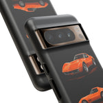 C3 Corvette Art Phone Case Orange, Three-View Vector Cover, Gift