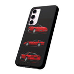 C4 Corvette Art Phone Case Red, Three-View Vector Cover, Gift
