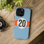 Copy of Blue Orange Number 20 Retro Racing Stripe Tough Phone Case Cover