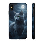 Russian Blue Cat Silver Moonlight Art Tough Phone Case