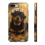 Rottweiler with Daisy Crown phone case | Tough Cases