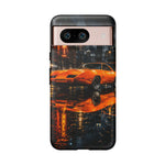 Orange Daytona Phone Case, Rainy City Night Muscle Car Tough Cover