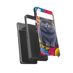 British Shorthair Round Pop Art Tough Phone Case