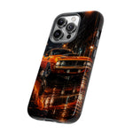 Orange Cuda Phone Case, Rainy City Night Muscle Car Tough Cover