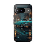 Vintage Teal 1957 Bel Air Classic Car Tough Case | Retro Rainy City Phone Cover