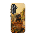 Rottweiler Puppy in Flower Pot Tough Case | Floral Dog Phone Cover