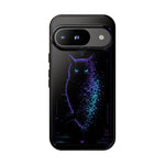 Glitch Owl Silhouette Art Tough Phone Case - Violet Teal