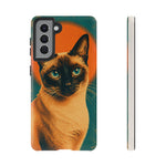 Siamese Cat Retro Halftone Portrait Case - Orange Teal Print