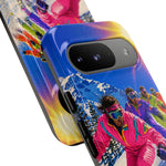Retro Skiers Phone Case | Neon 80s Skiing Tough Cover