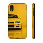 Yellow Skyline Phone Case, R34 GTR 90s JDM Legend Tough Cover for Men Gift