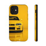 Yellow Skyline Phone Case, R34 GTR 90s JDM Legend Tough Cover for Men Gift