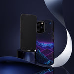 Retro Neon Mountains Phone Case | Vaporwave Galaxy Landscape