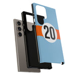 Copy of Blue Orange Number 20 Retro Racing Stripe Tough Phone Case Cover