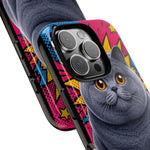 British Shorthair Round Pop Art Tough Phone Case