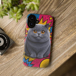 British Shorthair Round Pop Art Tough Phone Case