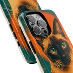 Siamese Cat Retro Halftone Portrait Case - Orange Teal Print