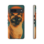 Siamese Cat Retro Halftone Portrait Case - Orange Teal Print