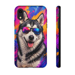 Cool Husky Sunglasses Portrait Tough Phone Case - Abstract