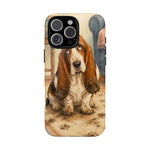 Guilty Basset Hound Phone Case, Muddy Watercolor Art Cover