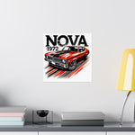 1972 Chevy Nova Poster Classic Muscle Car SS 72 Red Black Retro Wall Art