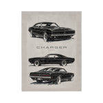 1969 Charger Sketches Velveteen Microfiber Blanket | Classic Muscle Car Throw