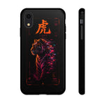 Glitch Tiger Silhouette Art Tough Phone Case - Orange Magenta