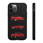 C4 Corvette Art Phone Case Red, Three-View Vector Cover, Gift