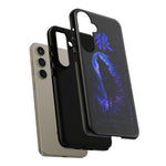 Glitch Wolf Howl Art Tough Phone Case - Blue Violet