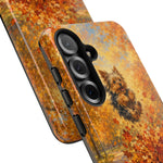 Yorkshire Terrier Jumping in Autumn Leaves Tough Case | Fall Dog Phone Cover