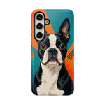 Boston Terrier Pop-Art Portrait Tough Phone Case - Teal Orange