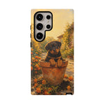 Rottweiler Puppy in Flower Pot Tough Case | Floral Dog Phone Cover