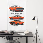 1968 Charger R/T Orange Black Top Banner 34x56 Garage Man Cave Wall Decor