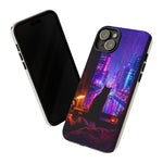 Lo-Fi Cat Neon Rain Window Vaporwave Art Tough Phone Case