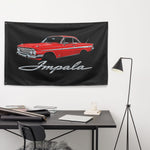 1961 Impala Bubble Top Wall Flag Banner 34x56 Red Hardtop Lowrider Decor