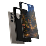 Moonlit Garden Cat Phone Case, Firefly Painterly Art Cover